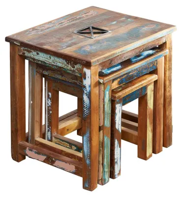 Immagine prodotto di MASSIVMOEBEL24 | tavolo d'appoggio in legno di Legno riciclato 48x40x46 multicolore laccato NATURE OF SPIRIT #119