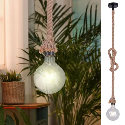 Produktbild von Leuchten Direkt Pendelleuchte Rope schwarz-natur Ø 10 cm E27, max. 15 W