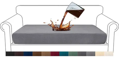 Produktbild von Sitzkissenbezug für Sofa 2 Sitzer Hellgrau Wasserdicht Jacquard Stretch