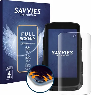 Produktbild von 4x Savvies Fullscreen Schutzfolie für Hammerhead Karoo 3 Displayschutz Folie Fullcover Klar Transparent