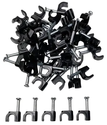 Obrázek produktu pro Černé kulaté kabelové spony, 5 mm, 50 kusů