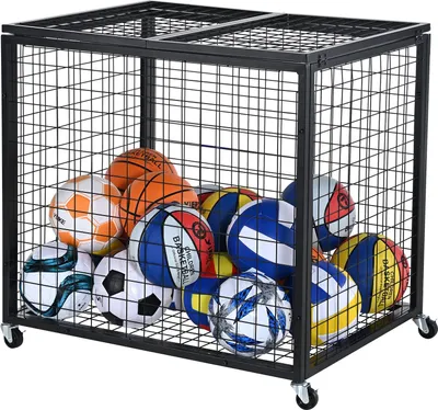 Image de Chariot pour ranger les ballons de sport, garages, organisateur pour les équipements sportifs, acier