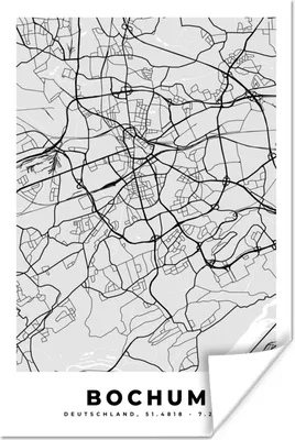 Produktbild von MuchoWow® Poster Deutschland - Stadtplan - Bochum - Karte 40x60 cm - Plakate für die Wand - Poster Babyzimmer