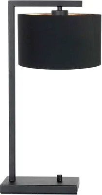 Produktbild von Steinhauer Tischleuchte Stang 1-flammig Mattes Schwarz mit schwarzem Schirm 20x24cm