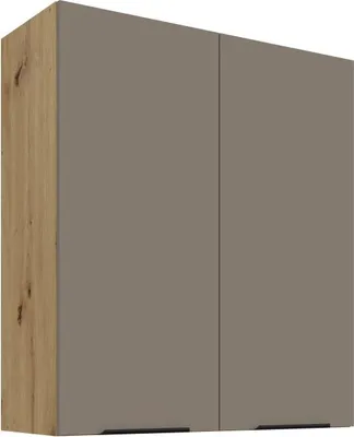 Obrázek produktu pro Vysoká horní skříňka LUNARA - šířka 80 cm, tmavě béžová / dub artisan
