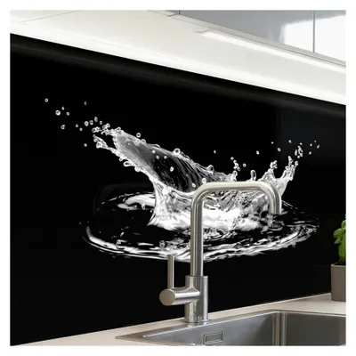 Produktbild von Küchenrückwand 60x80 cm Selbstklebend - Küchen Wand Wasser- und Spritzschutz - Schwarz