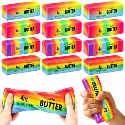 Produktbild von 12 Stück Streifen Butter Squishy,Quetschspielzeug Langsam Aufsteigendes,Anti-Stress Fidget Spielzeug,Squeeze Toy für Schule Büro Zuhause