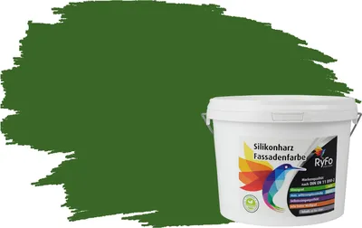 Produktbild von RyFo Colors Silikonharz Fassadenfarbe Lotuseffekt Trend Grüntöne Farngrün 3l - bunte Fassadenfarbe, weitere Grün Farbtöne und Größen erhältlich, Deckkraft Klasse 1