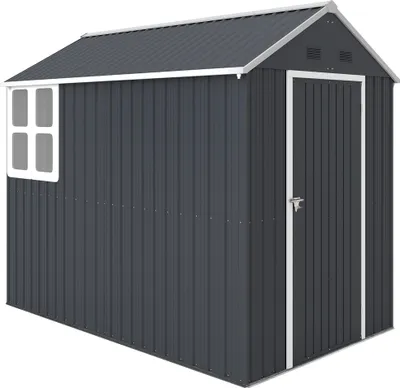 Zdjęcie produktu dla Domek ogrodowy Outsunny 4m², stalowy, z oknem, 259 x 172 x 222 cm, zamykany na klucz, szafka ogrodowa na taras, balkon, ciemnoszary