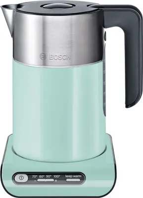 Produktbild von Bosch TWK8612P, 1,5 l, 2000 W, Schwarz, Grau, Türkis, Kunststoff, Edelstahl, Regelbare Temperatur, Wasserstandsanzeige