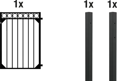 Produktbild von Alberts Einzeltor-Set für Zaunsystem Circle, Höhe 120 cm, Breite 96,5 cm, matt schwarz, zum Einbetonieren