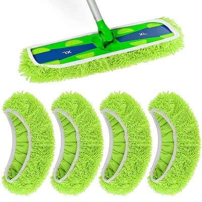 Produktbild von Wiederverwendbare Feuchttücher für Swiffer Sweeper Mop – Trocken- und Feuchtwischtücher für die Haushaltsreinigung – Waschbare Mikrofasertücher zum Wischen von Böden – 4er-Pack