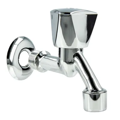 Produktbild von tecuro Auslaufventil mit Haubengriff 1/2 Zoll, mit Strahregler, Wandrosette, Dichtband, Messing hochglanzverchromt