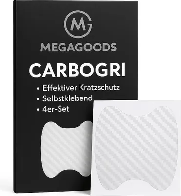 Image de lot de 4 films de protection pour poignée de porte de voiture blanc aspect carbone anti-rayures FR.