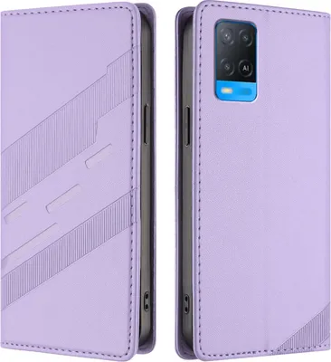 Image de Etui pour Oppo A54 4G/A54S/A55 5G/A16/A16S/A55S 5G/A53S 5G/A56 5G, étui portefeuille en cuirPolyuréthaneavec fente pour cartes et fonction stand Violett
