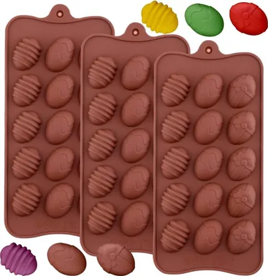 Image de Moules en silicone pour Pâques, moule à pâtisserie, œufs de Pâques, moules à chocolat, œuf de Pâques, moule en silicone, bonbons, moule à gâteau, moule à chocolat, DIY, gelée, dessert, savon, lot de 3