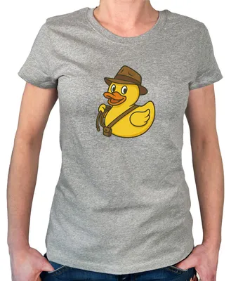 Produktbild von Huuraa Damen T-Shirt Quietscheente Abenteurer Gummiente Entdecker M Sport Grey Bio Baumwolle Fairtrade Damenshirt Geschenkidee