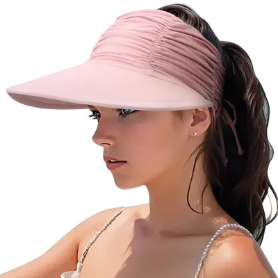 Produktbild von Visor Sonnenhut Damen Breite Krempe Pink Faltbar UV Schutz UPF 50+