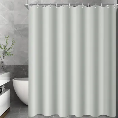 Produktbild von Duschvorhang 180x200 cm Grau, Wasserabweisend, Antischimmel, Waschbar, Beschwerter Saum, 8 Ringe
