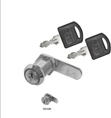 A set of cam locks and keys on a white background.