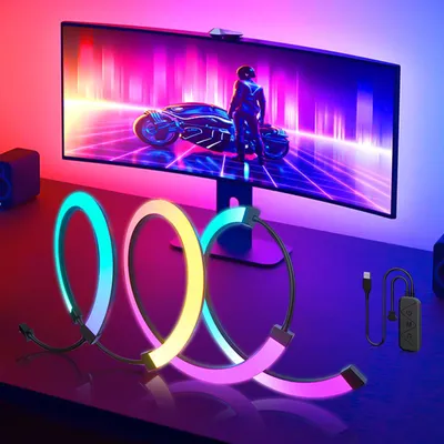 RGBIC LED-Lichtstreifen für 27 Zoll Monitor, Musik- und Farbsynchronisation