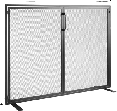 Imagen del producto de Pantalla protectora para chimenea, fabricada en hierro, con una longitud de 98,8 cm y una altura de 77,9 cm. Modelo sencillo