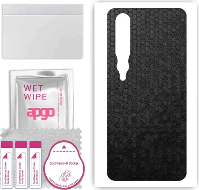 Produktbild von apgo Rückseite Schutzfolie, Skin, kompatibel mit Xiaomi Mi 10 5G, Hinten Displayschutzfolie aus Vinylfolie, kratzfest, einfache Montage - Schwarze Honigwabe