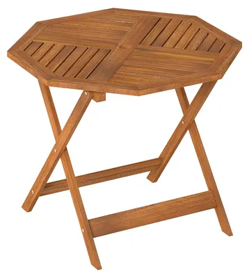 Produktbild von KOMFOTTEU Gartentisch, 90 cm achteckiger Balkontisch aus natürlichem Massivholz, Esstisch mit 5 cm Schirmloch, Outdoor Holztisch, Bistrotisch für Garten, Balkon & Terrasse
