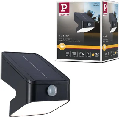 Produktbild von Paulmann Solar LED Wandfluter Lesly Dämmerungsgesteuerter Bewegungsmelder (IR)