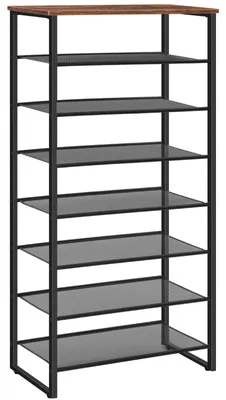 Schuhregal mit 8 Ebenen, 21-28 Paar, Metallgitterböden, 60x28,5x126 cm