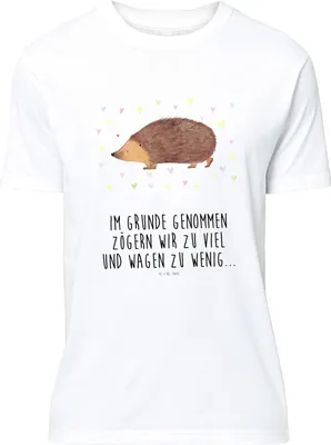 Produktbild von Mr. & Mrs. Panda Tshirt Igel Herzen - Weiß - Geschenk, Kuss, Shirt, Vertrauen, T-Shirt mit Spruch, S, Basic-Shirt, Herz, Lustige Sprüche, Liebe