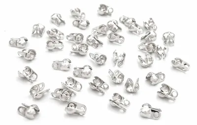 Produktbild von Vintageparts 40 Endkappen für Kugelketten silberfarben platiniert, 2,4 mm