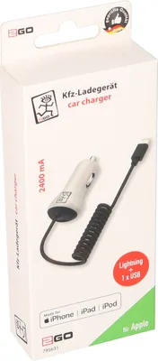 Produktbild von 2GO KFZ-Ladegerät 2400mA Lightning + 1x USB MFI