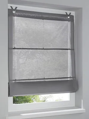 Faltrollo mit Ösen, halbtransparent, 45x140 cm, grau
