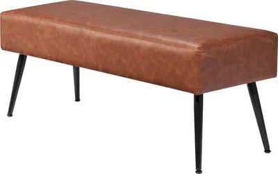 Produktbild von SucceBuy Schlafzimmerbank Bettbank (40 x 110 x 43 cm) aus hochwertigem Kunstleder mit stabilen Metallbeinen und dekorativen Nähten, gepolsterte Schuhbank mit einer Tragkraft von 300 kg, vielseitige Sitzbank für Wohnzimmer, Esszimmer und Flur in Braun