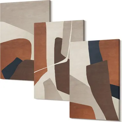 Produktbild von Leinwandbilder – Wandbilder – Leinwandbild – Canvas Bild – Polycanvas – Kunstdruck – – Modern – Aufhängefertig – Mehrteilig – 3-Teilig – 40x60 Cm Pro Bild - Abstraktion struktureller Formen im modernen Stil