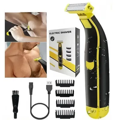 Produktbild von Herren Elektrischer Rasierer 3-in-1 Barttrimmer, Nass & Trocken, USB wiederaufladbar, für Gesicht, Kopf & Körper, mit 4 Aufsätzen