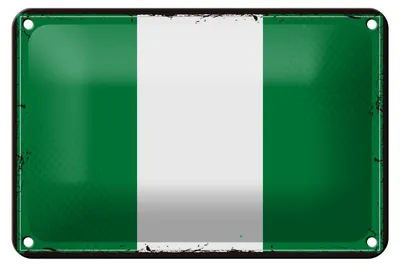 Produktbild von Blechschild Flagge Nigerias 18x12cm Retro Flag of Nigeria Dekoration