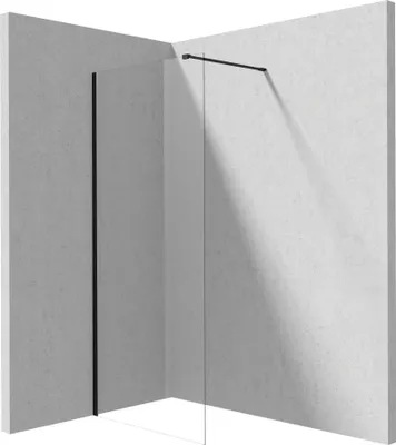 Productafbeelding van Douchecabine walk-in, wand 120 cm, Nero, gehard glas 6 mm, transparant, met Active Cover coating, installatie zonder douchebak