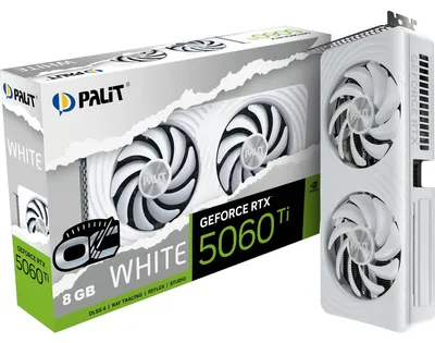 Produktbild von Palit GeForce RTX 5060 Ti White OC, GeForce RTX 5060 Ti, 8 GB, GDDR7, 128 Bit, 7680 x 4320 Pixel, PCI Express 5.0