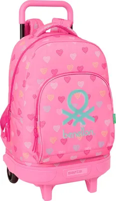 Produktbild von Schulrucksack mit Rädern Benetton Heart Rosa 33 x 45 x 22 cm