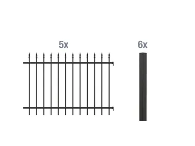 Zdjęcie produktu dla Alberts 510282 Kompletny zestaw ogrodzeniowy Chaussee, do zabetonowania, antracyt, wysokość 100 cm, długość 10 m