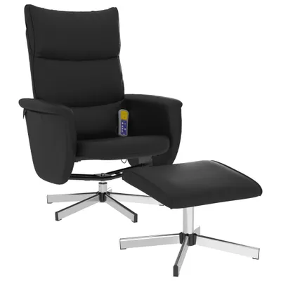 Produktbild von vidaXL Massagesessel mit Fußhocker Schwarz Kunstleder