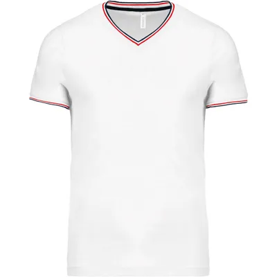 Produktbild von Kariban Herren T-Shirt Pique Poloshirt Work Golf Shirt V-Neck Kurzarm, Größe:M, Farbe:White/Navy/Red