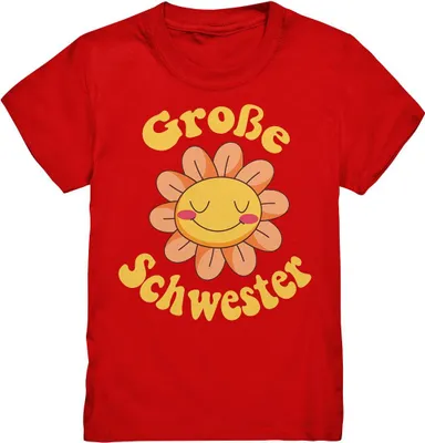 Produktbild von Große Schwester T-Shirt Blume Große Schwester Geschenk – Red / 152/164 (12-14)