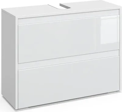 Produktbild von Waschbeckenunterschrank Vicco Majest Weiß Hochglanz 80.1 x 62 cm mit 2 Schubladen, Model 58689