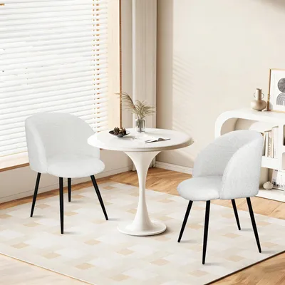 Produktbild von HOMELUX Esszimmerstuhl 2er Set, Polsterstuhl mit Armlehnen & Schwarz Metallbeine, Sessel modern für Wohnzimmer, Weiß