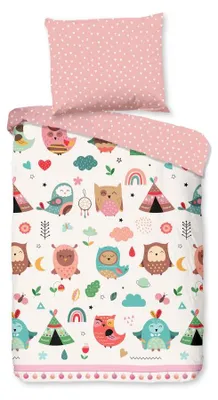 Productafbeelding van Good Morning Kinderdekbedovertrek "Wise" - Multi - (100x135 cm) - 100% Katoen