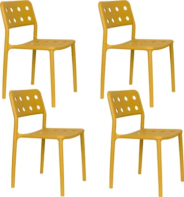 Produktbild von Housecraft Living Serra Gartensessel / Esszimmerstuhl aus Kunststoff Gelb - 4 er Set