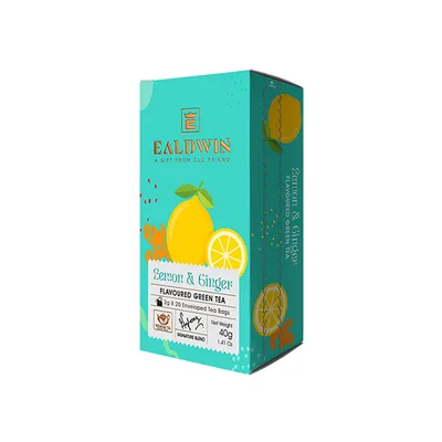 Obrázek produktu pro EALDWIN Lemon & Ginger 40g (20 sáčků, zelený čaj)